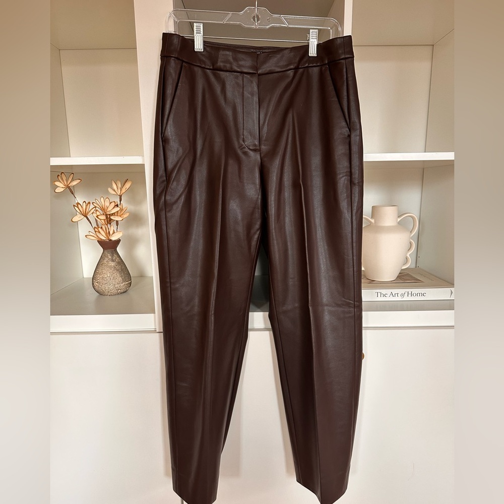 J. Crew Kate Faux Leather Dark Brown Pants